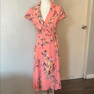 Eva Mendes for New York & Company Pink Floral Midi Dress